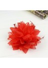 Pince Broche Elastique Mariage Fleur Tulle et Dentelle Scintillants Rouge