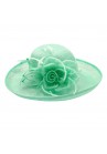 Chapeau Capeline Mariage Voilette Fleur Plume Bleu Turquoise