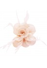 Pince Broche Mariage Fleur Pensé Plumes Beige