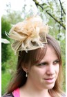 Serre Tête Chapeau Bibi Mariage Plumes Beige