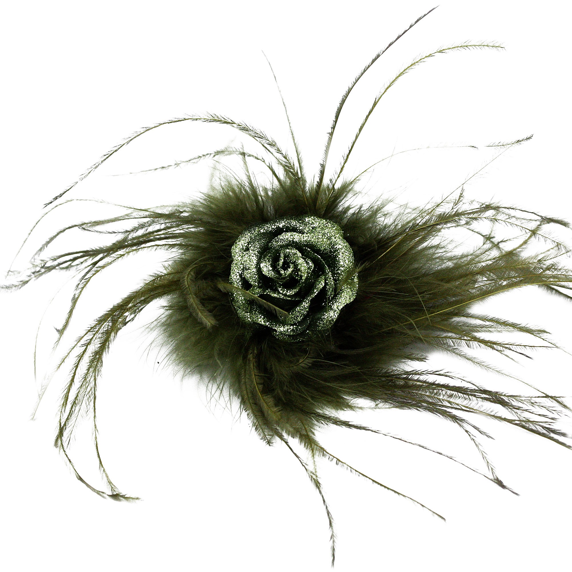 Broche Cheveux Ou Pince à Chouchou Avec Fleur Et Plumes - Bleu Ciel - Neuf Sans étiquettes - Pour Soirée Ou Cérémonie