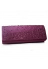 Pochette Mariage Satin Nuage Etoile Strass Violet