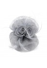 Pince Broche Mariage Double Fleur Plumes Gris