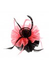 Pince Broche Mariage Fleur Lotus 2 Rose Corail et Noire