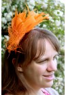 Serre Tête Mariage Bibi Tulle Plume Filet Orange