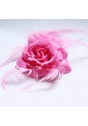 Broche Chouchou Mariage Fleur Tissu Strass Rose