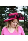 Chapeau Mariage Voilette Fleur Ruban Plume Rose Fushia