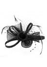 Pince Broche Mariage Voilette Sisal Perlées Plumes Noir