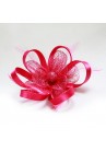 Pince Broche Mariage Fleur Plumes Bouton Ruban Rose Fushia