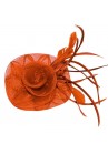 Pince Broche Fleur Tulle Plumes Mariage Orange