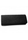 Pochette Mariage Satin Nuage Etoile Strass Noir