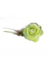 Pince Broche Mariage Fleur Tissu Scintillant Strass Vert