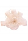 Pince Broche Grande Fleur Plumes Sinamay Mariage Beige