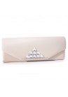 Pochette Mariage Satin Triangle Strass Beige