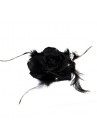 Broche Chouchou Mariage Fleur Tissu Strass Noir