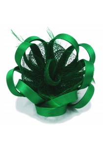 Pince Broche Mariage Fleur Plumes Ruban Rond Vert