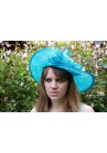 Chapeau Noeud Mariage Capeline Bleu Turquoise