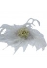 Broche Chouchou Mariage Fleur Scintillant Plumes Blanc