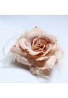 Broche Chouchou Mariage Fleur Tissu Strass Beige