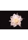 Broche Elastique Mariage Fleur Plumes Scintillants Ivoire