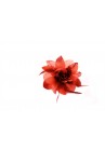 Broche Elastique Mariage Fleur Plumes Scintillants Rouge