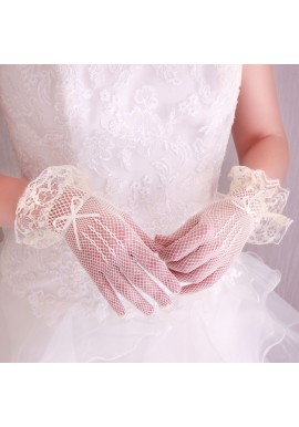 Gants Courts Mariage Dentelle Résille Ivoire