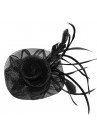 Pince Broche Fleur Tulle Plumes Mariage Noir