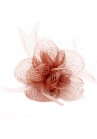 Pince Broche Mariage Petales Fleur Plumes Marron