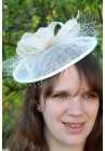 Chapeau Bibi Mariage Filet Plume Blanc