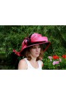 Chapeau Capeline Mariage Ceremonie Plume Sinamay Noir / Rose Fushia