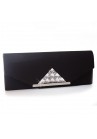 Pochette Mariage Satin Triangle Strass Noir