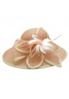 Chapeau Mariage Capeline Noeud Plume Fleur Lys Rose / Ivoire