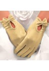 Gants Satin Noeuds Perles Courts Or