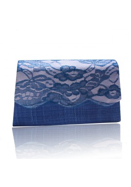 Sac Pochette Mariage Dentelle Sinamay Bleu Roy