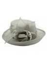 Chapeau Fleur Bouton Voilette Plume Mariage Gris