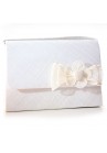 Sac Pochette Mariage Noeud Fleur Bouton Sinamay Ivoire