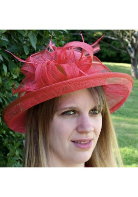 Chapeau Capeline Mariage Noeud Fleur Rose coraiil