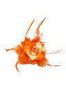 Broche Chouchou Mariage Fleur Tissu Scintillant Orange
