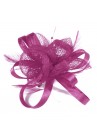 Pince Broche Mariage Fleurs Perlées Plumes Violet