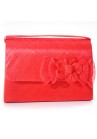 Sac Pochette Mariage Noeud Fleur Bouton Sinamay Rouge