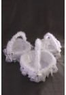 Lot 3 Corbeilles Coeur Pétales Riz Mariage Plumes