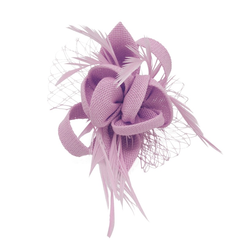 Pince Broche Mariage Fleur Plumes Etoile Voilette Violet