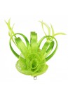 Pince Broche Mariage Fleur Sisal Plumes Rose Satiné Vert Pomme