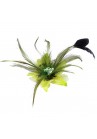 Pince Broche Ceremonie Soirée Mariage Fleur Plumes Strass Vert