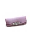 Pochette Mariage Satin Oeil Strass Violet