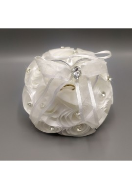 Porte-alliances Rond Fleurs Torsadé Strass Blanc