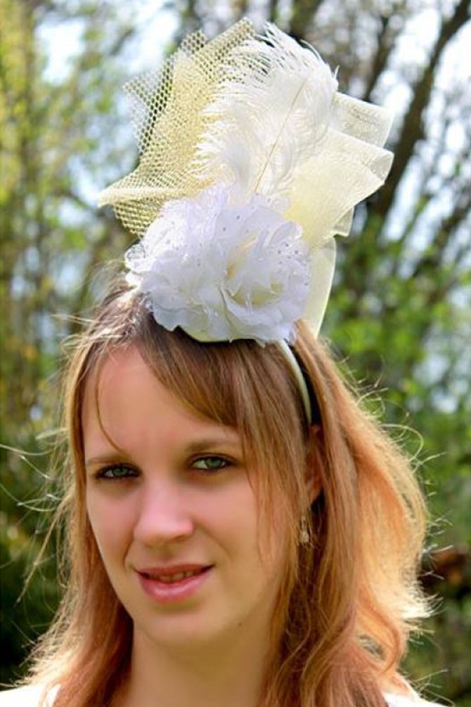 Chapeau Bibi à Fleurs Satin Avec Serre-tête Et Gants - Pour Thé, Mariage, Occasions élégantes - 2