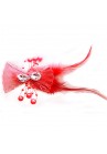 Pince Mariage Tulle Strass Perles Scintillant Rouge