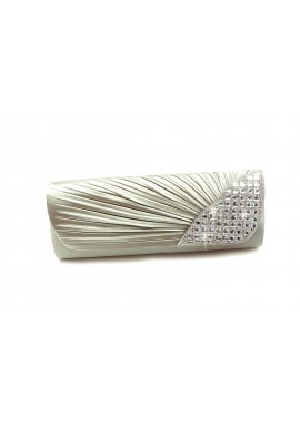 Pochette Cérémonie Mariage Soirée Satin Plissé Strass vert