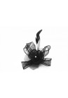 Pince Broche Fleur Plumes Strass Sinamay Mariage Noir